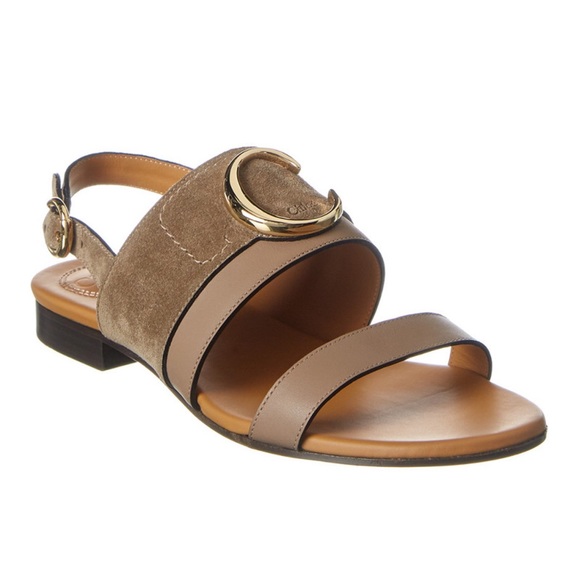 Chloe Shoes - Chloé Grey C Logo Plaque In Motty Sandals